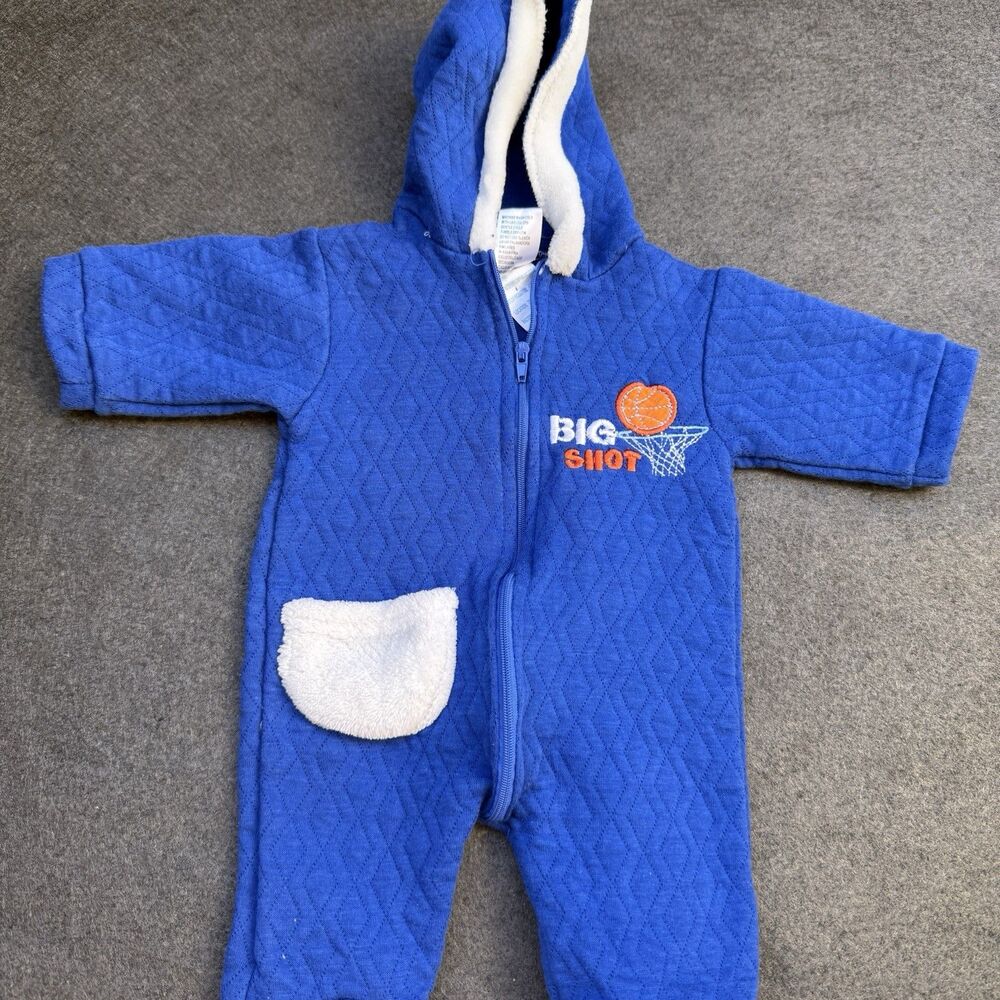 baby thick jumpsuit 3/6m months royal blue warm big shot basketball hoop A5